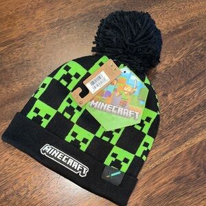 Minecraft Kids Creeper Beanie Hat - Black and Green